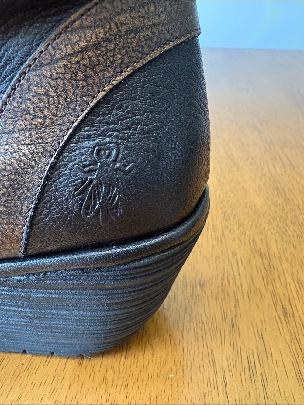 Fly London Black & Brown Leather Wedge Ankle Booties - Picture 3 of 6
